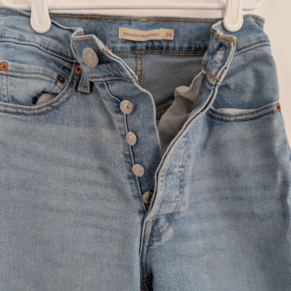 Levis Ribcage Straight Ankle Blue Jeans - Size 24 - Picture 4 of 7
